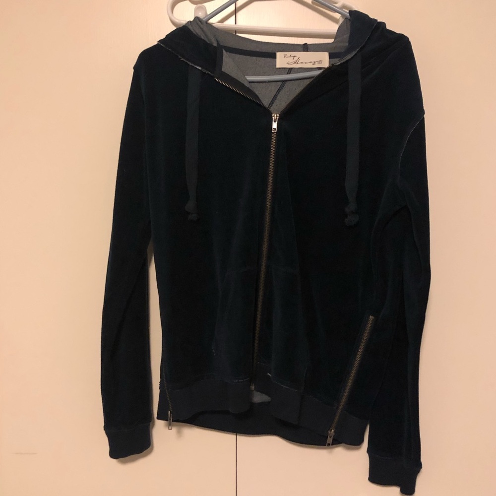 Distressed Navy Zip Up